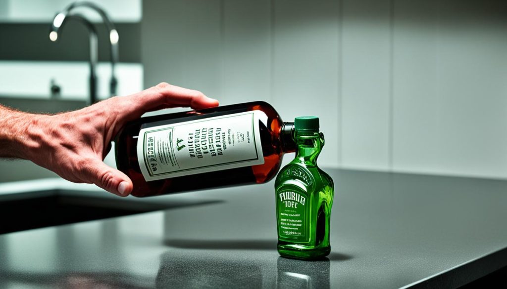 open bottle with wall/counter edge
