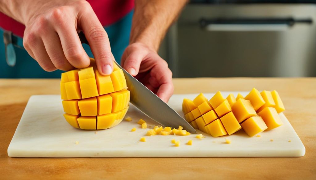 dicing a mango